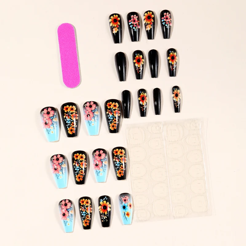 3D Floral Acrylic Nail Art Extensions Stornfield