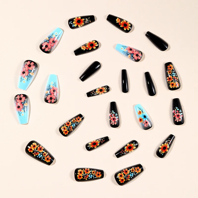 3D Floral Acrylic Nail Art Extensions Stornfield