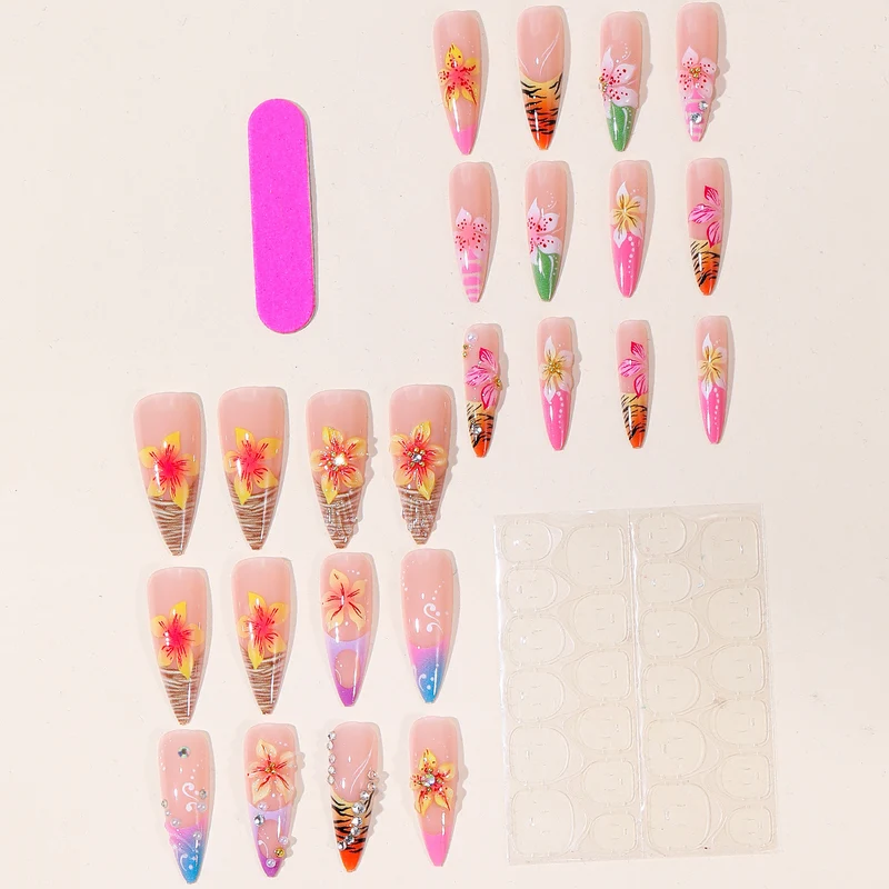 3D Floral Accented Nail Art Extensions Stornfield