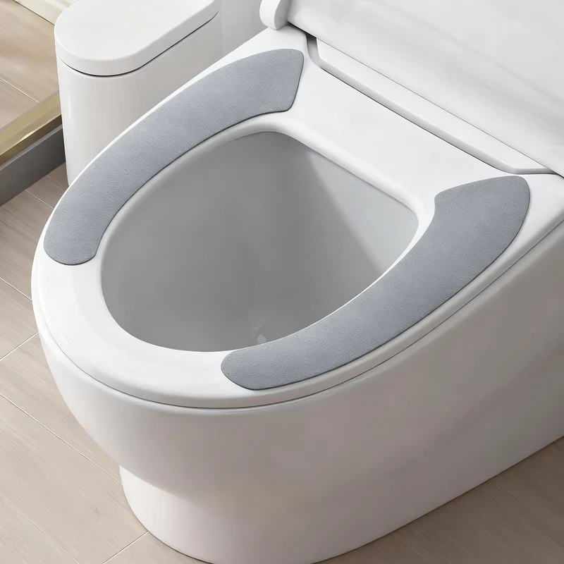 Plush toilet seat cover, self-adhesive