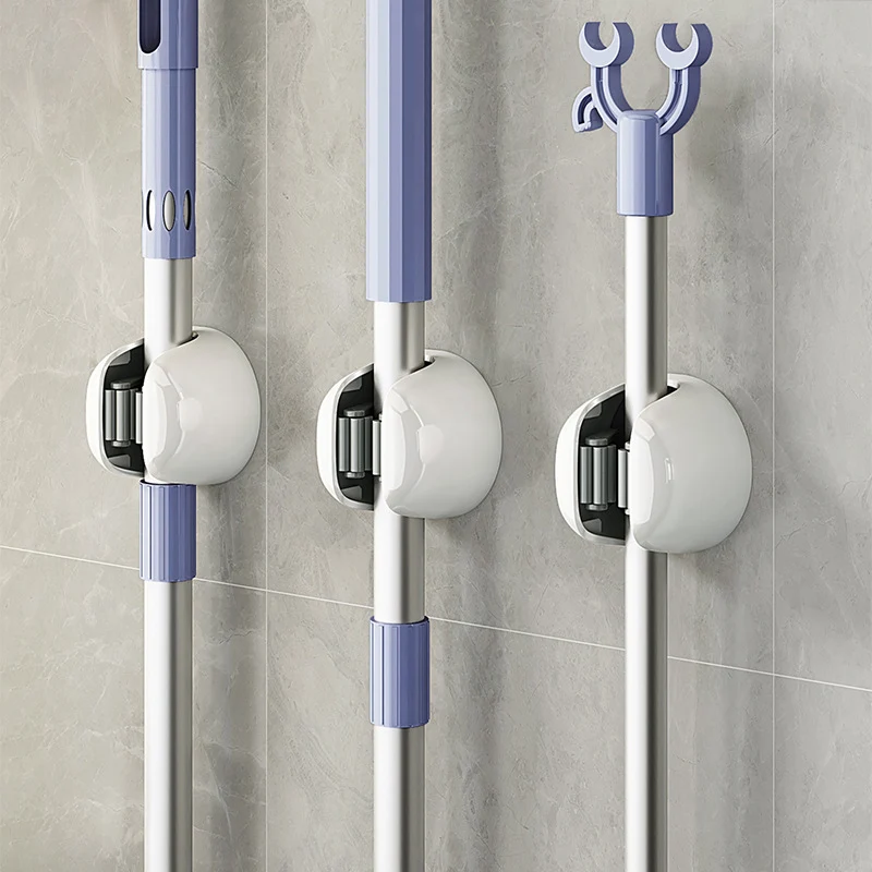 Wall hooks without drilling for brooms and cleaning cloths