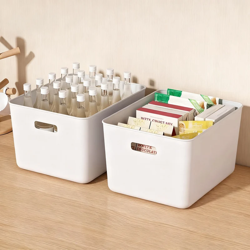 Plastic storage box for desk and cabinet