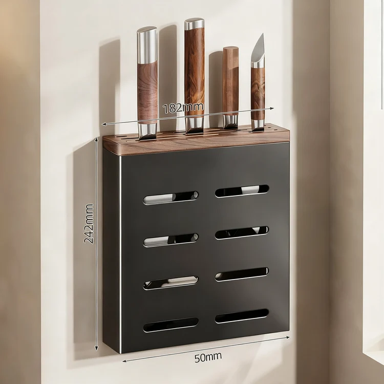 Kitchen roll holder with aluminum and walnut wood