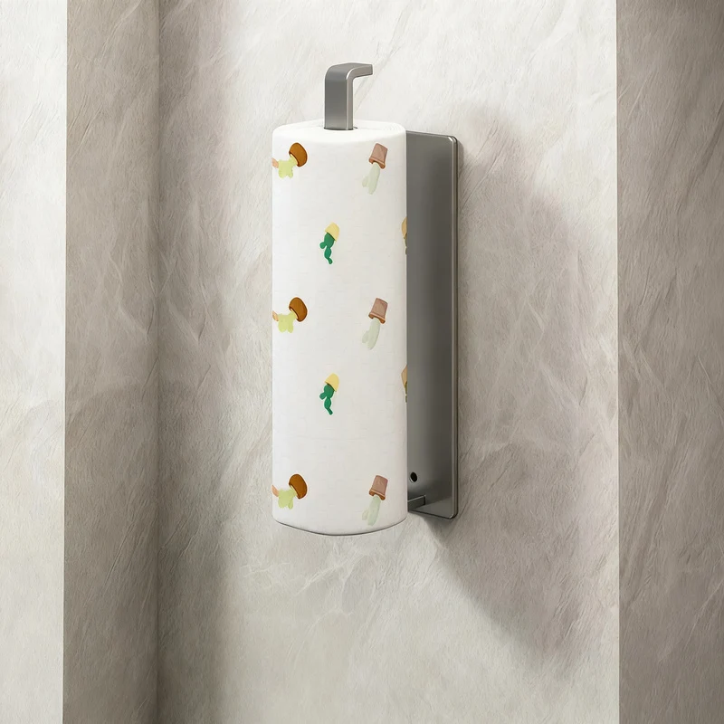 Carbon steel kitchen roll holder, wall-mounted