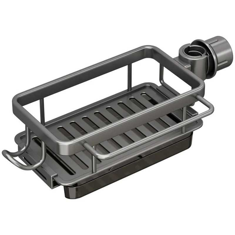 Aluminum sink organizer with drain tray