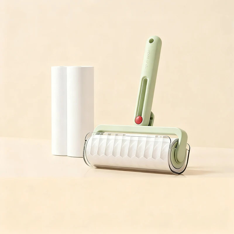 Lint roller with replacement rolls, foldable