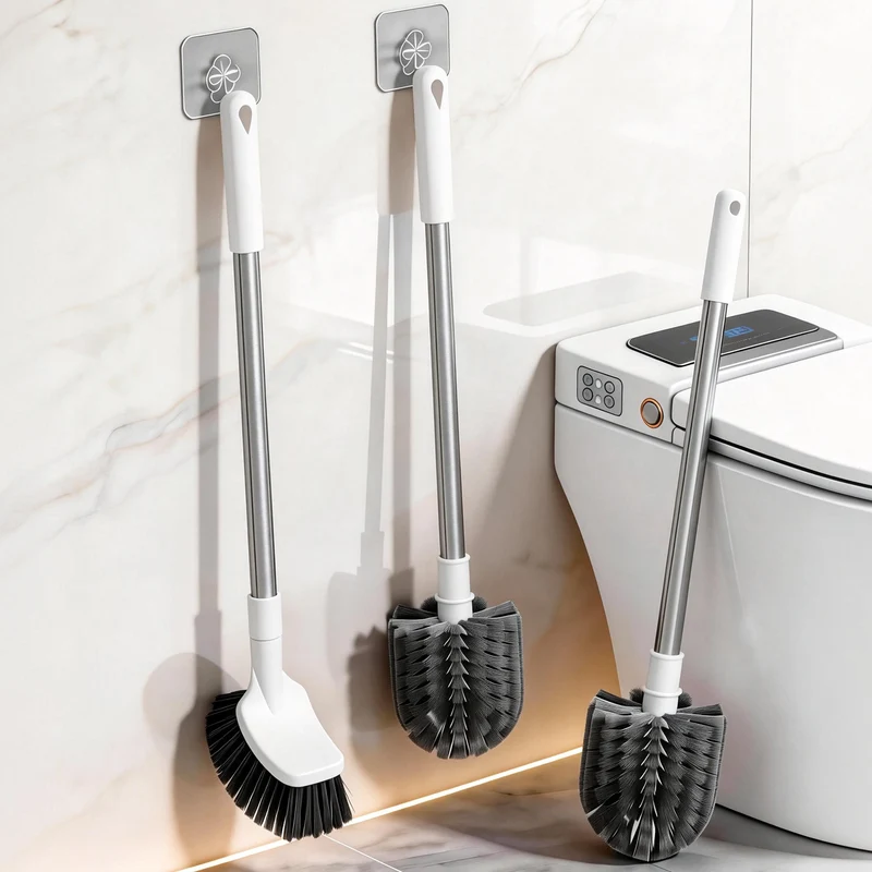 Toilet brush with wall holder