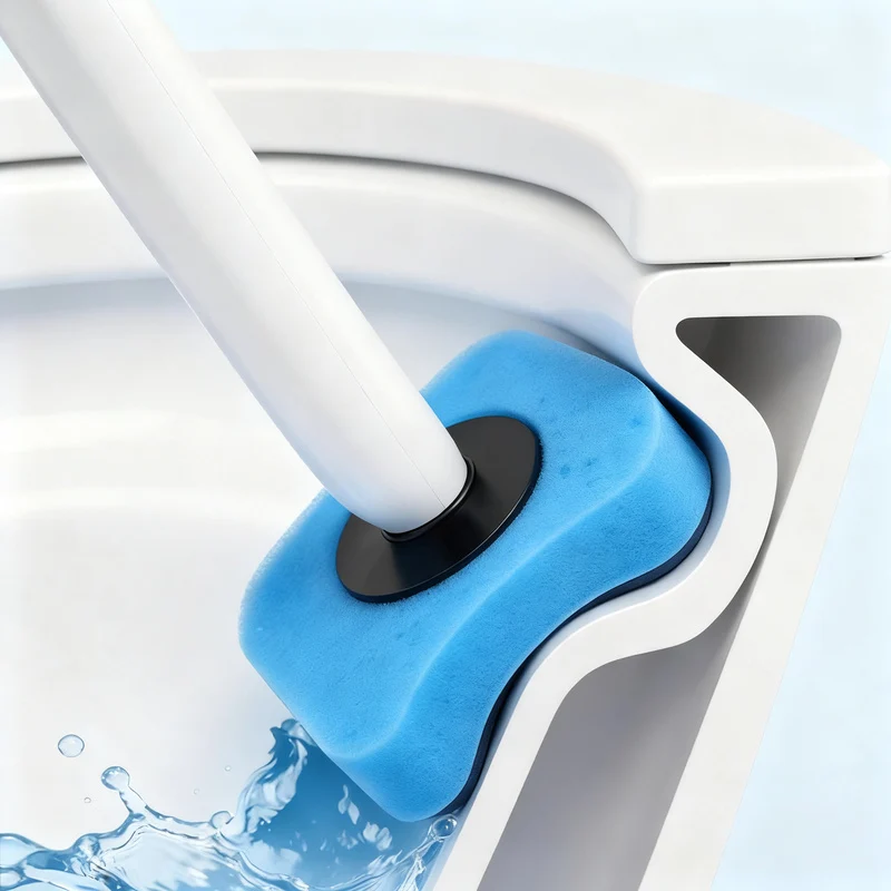 Toilet brush with interchangeable sponge heads