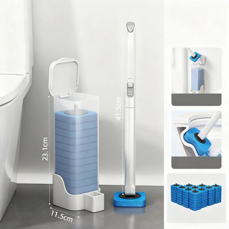 Toilet brush with interchangeable sponge heads