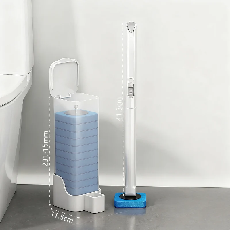 Toilet brush with interchangeable sponge heads