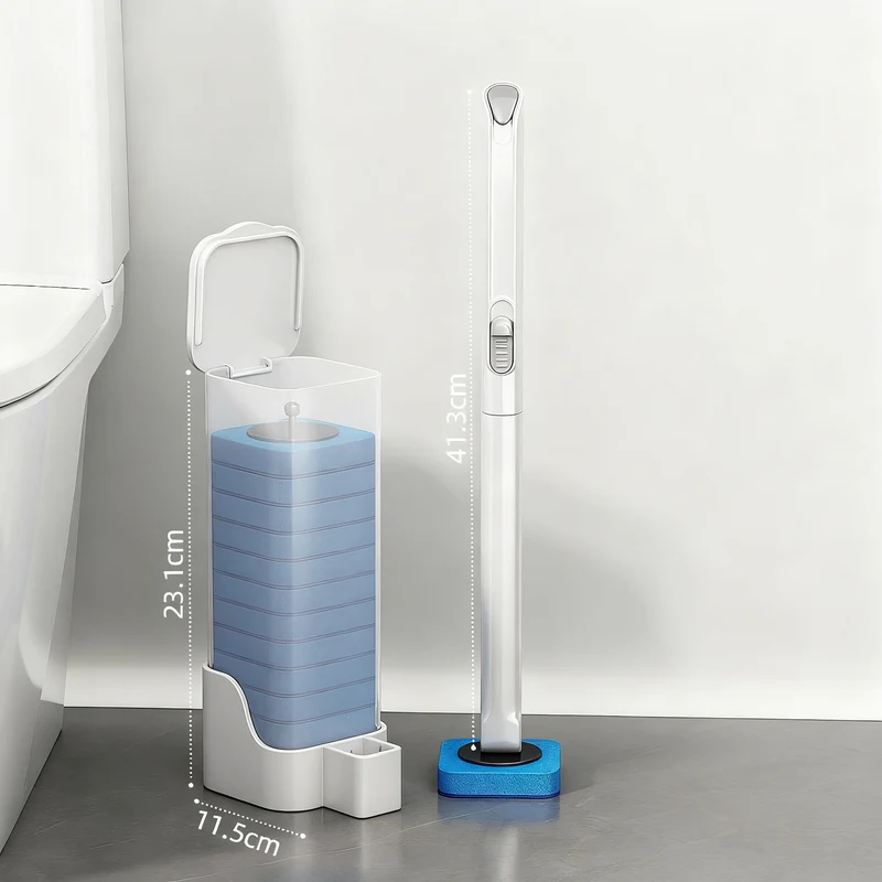 Toilet brush with interchangeable sponge heads