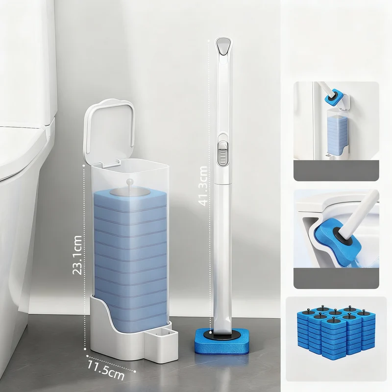 Toilet brush with interchangeable sponge heads