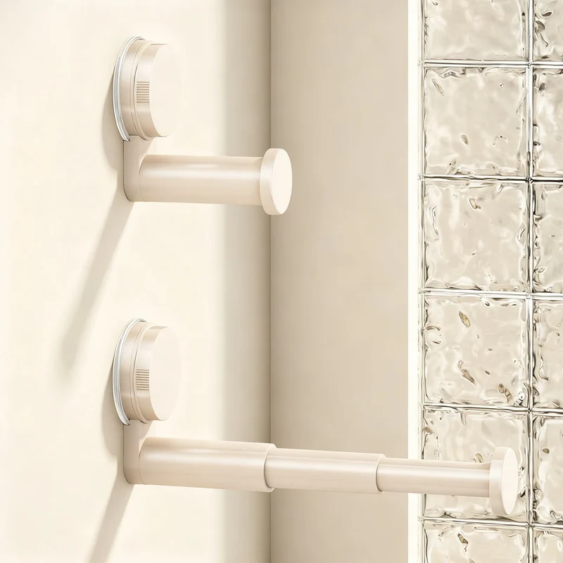 Telescopic clothes rail with suction cup