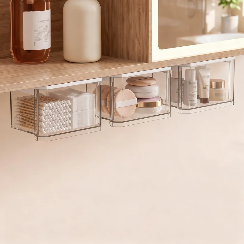 Drawer storage box, transparent
