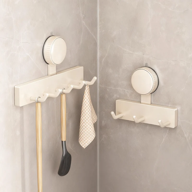 Suction cup kitchen hook with 3 or 5 hooks