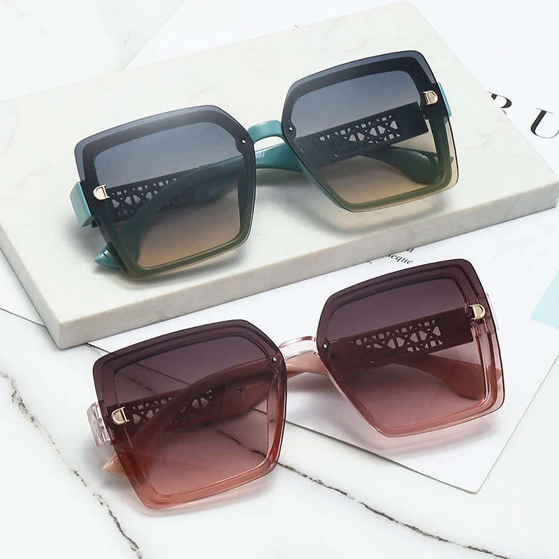 Dame moteriktig firkantet solbrille med robust ramme og UV-beskyttelse Luvikno