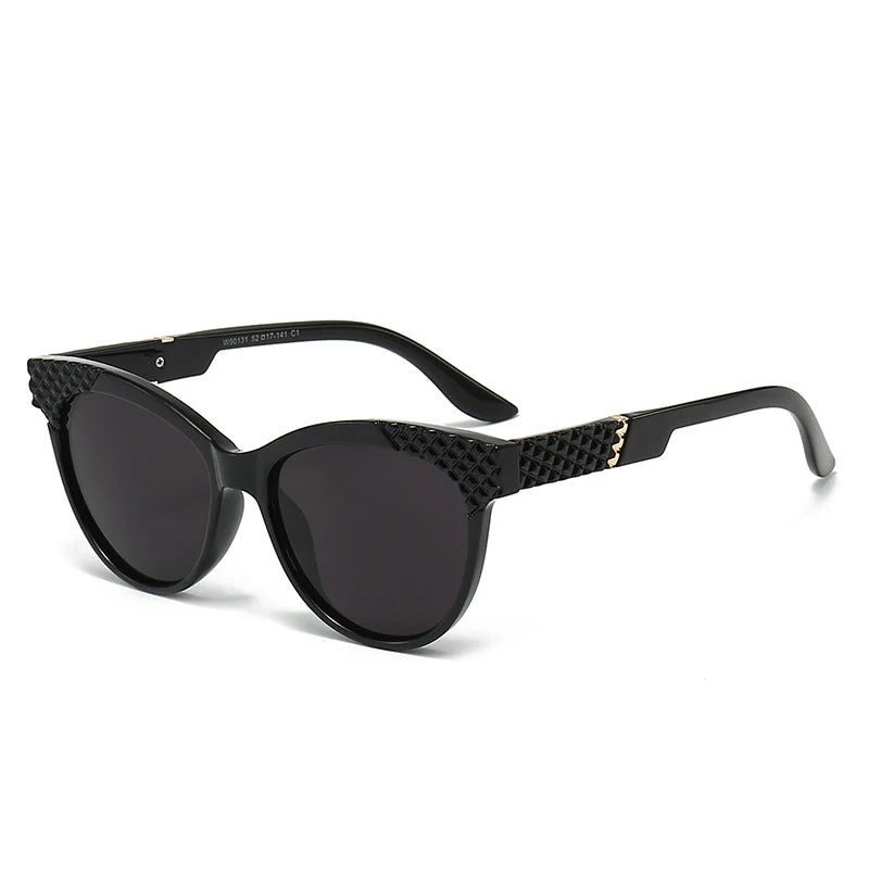 Dame Cat-Eye Solbriller med strukturert ramme og UV-beskyttelse Luvikno