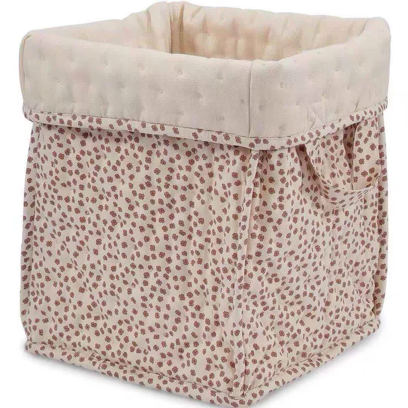 Aufbewahrungskorb aus reiner Baumwolle mit Blumenmuster und Griffen