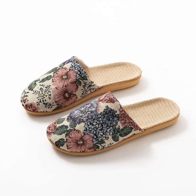 Rutschfeste Hausschuhe mit weicher Sohle und Blumenmuster