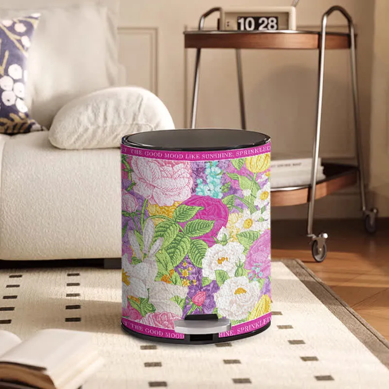 Doppelter Leder-Mülleimer „Blooming Flower“