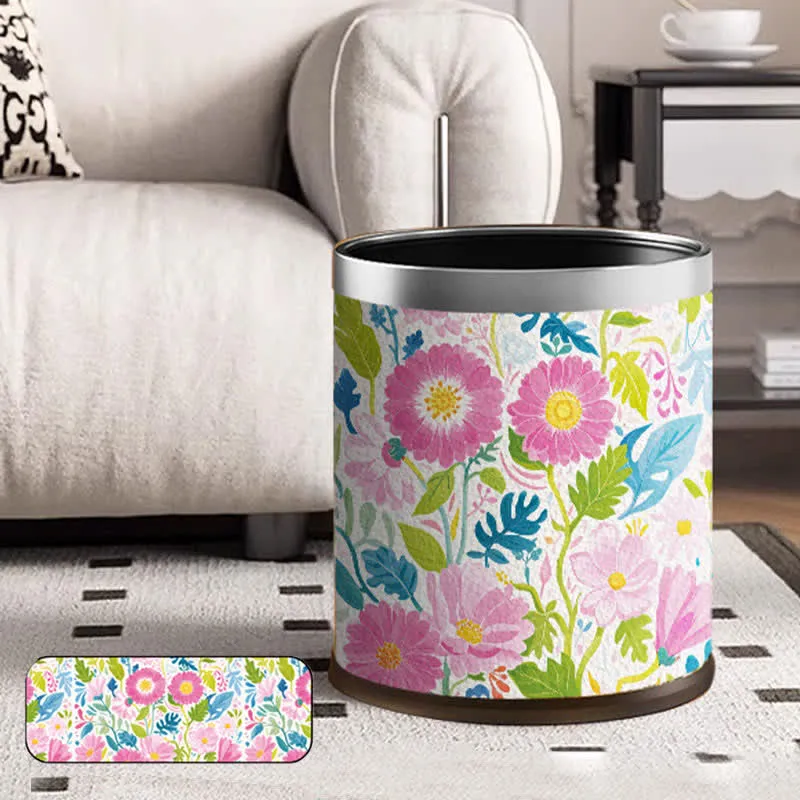 Doppelter Leder-Mülleimer „Blooming Flower“