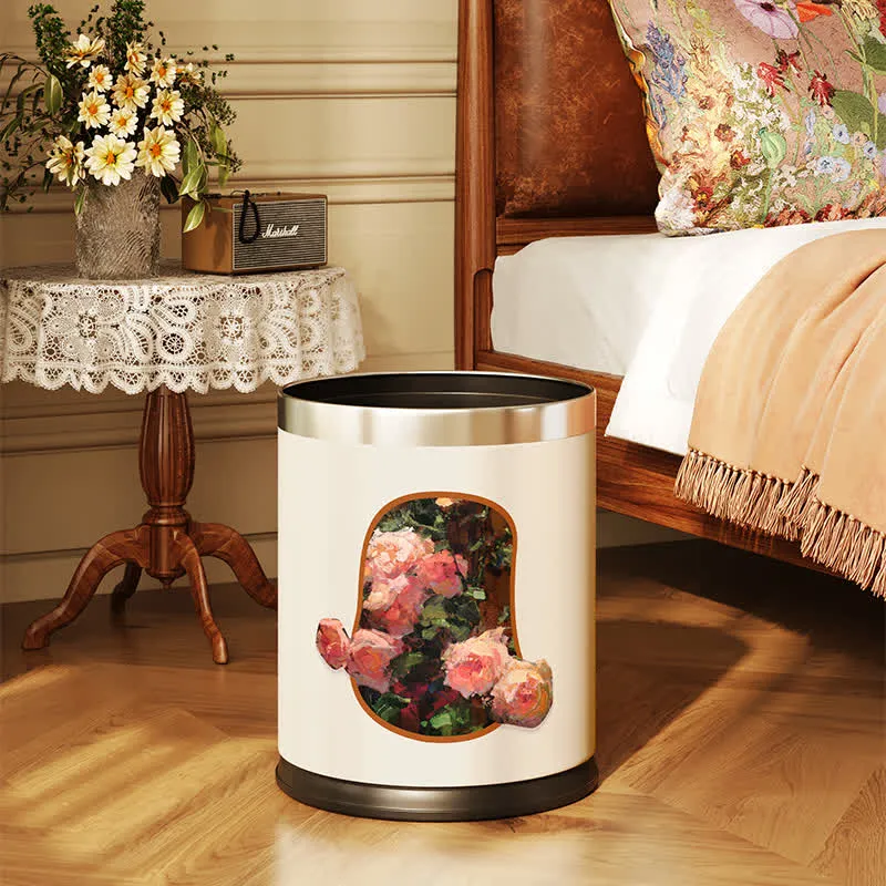 Eleganter, langlebiger Mülleimer aus Leder mit Blumenmuster