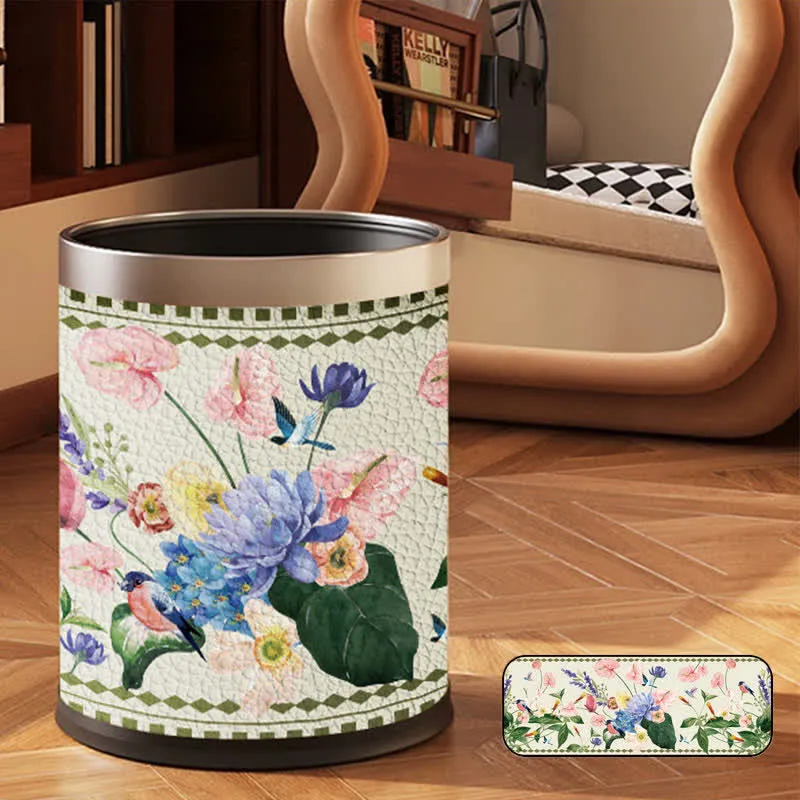 Doppellagiger Mülleimer mit Vintage-Blumenmuster