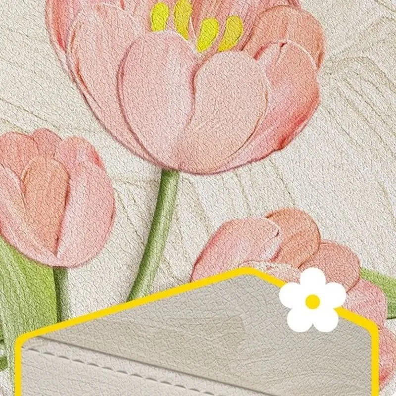 Doppellagiger Papierkorb aus Leder mit Blumenmuster