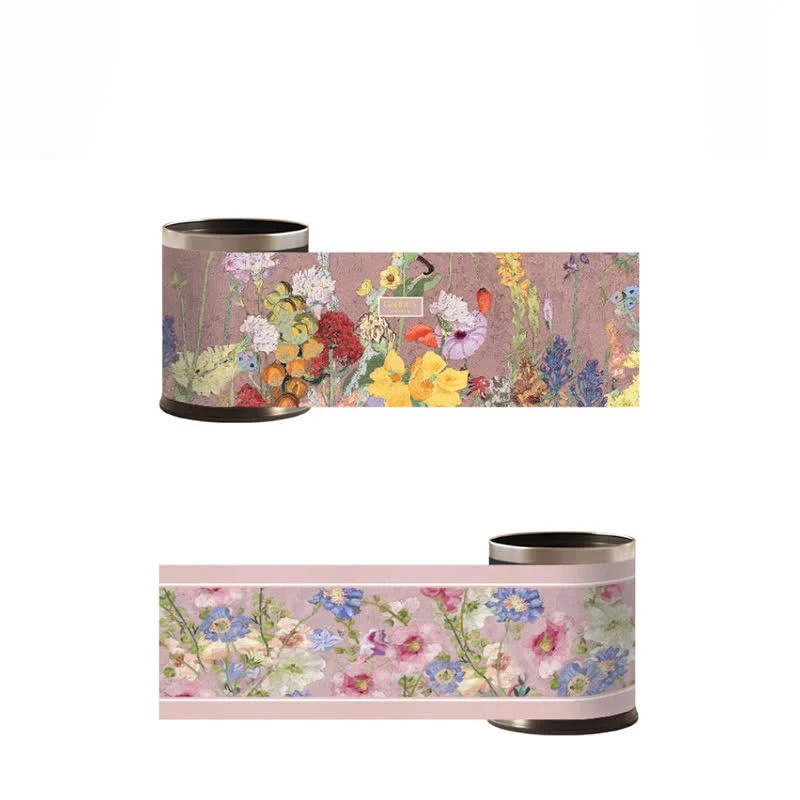 Leder-Mülleimer im Ölgemälde-Stil mit Blumenmuster