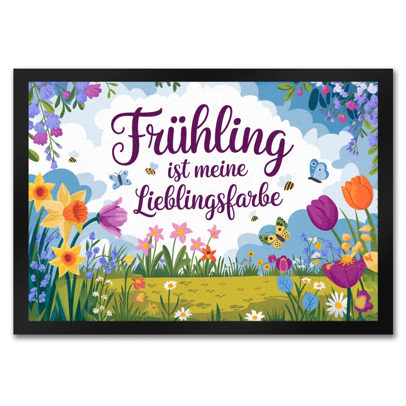 Frühlingswiese Fußmatte in 35x50 cm - Frühling ist meine Lieblingsfarbe