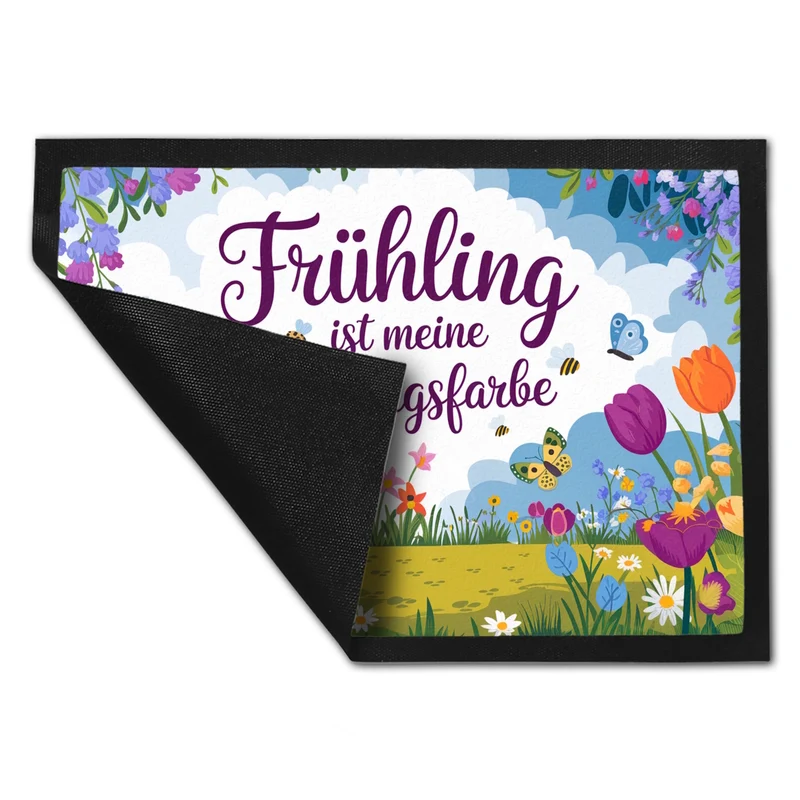 Frühlingswiese Fußmatte in 35x50 cm - Frühling ist meine Lieblingsfarbe
