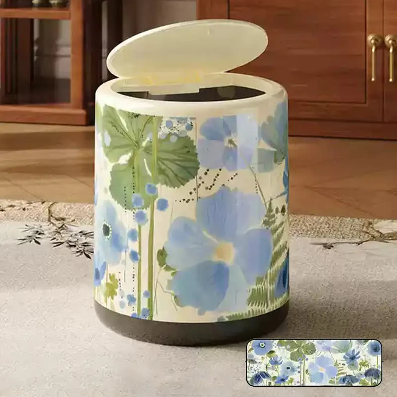 Dekorativer Mülleimer mit großem Fassungsvermögen und Blumenmuster