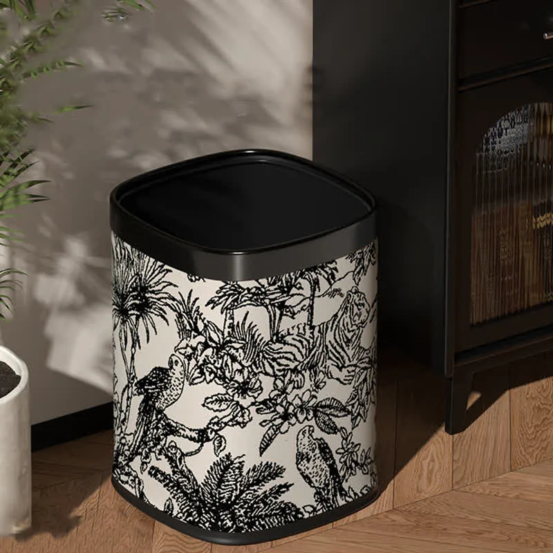 Doppelschichtiger quadratischer Retro-Mülleimer im Wald-Design