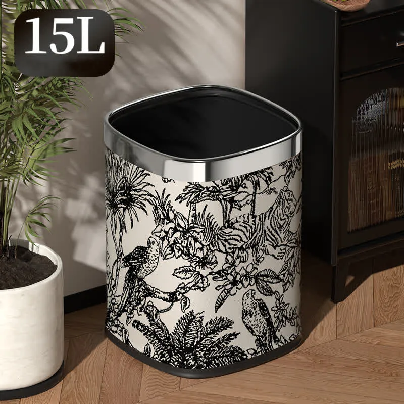 Doppelschichtiger quadratischer Retro-Mülleimer im Wald-Design