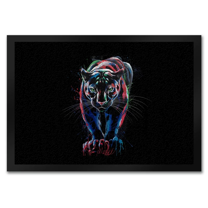 Abstrakter Panther Farbspiel Fussmatte für Kunstliebhaber