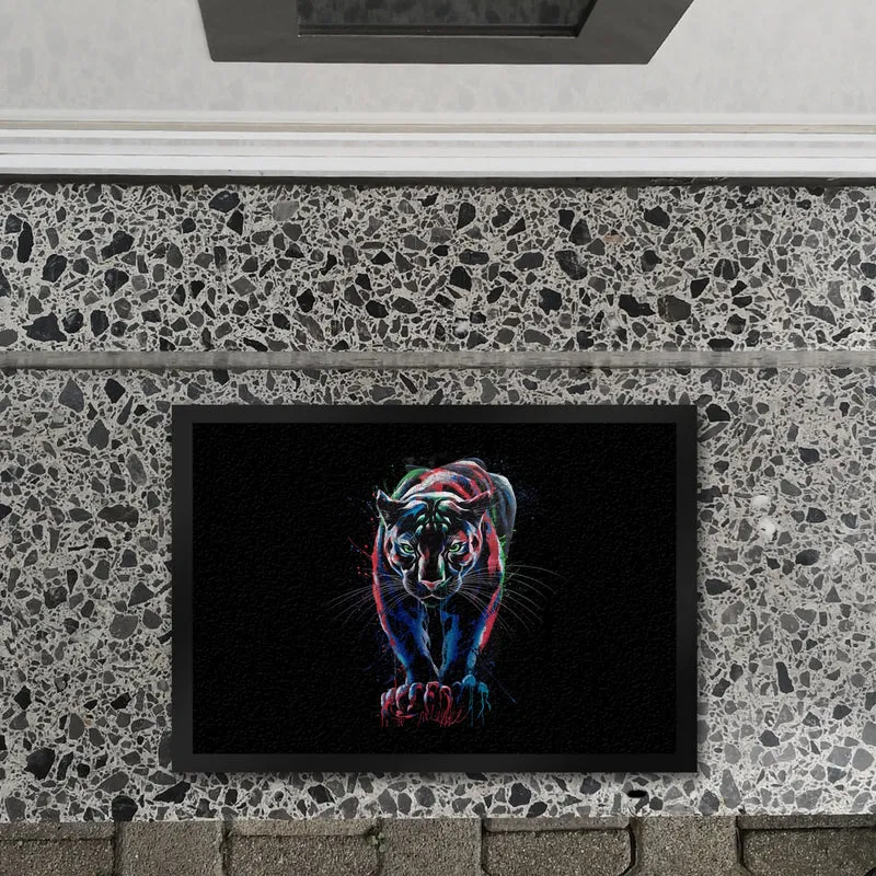 Abstrakter Panther Farbspiel Fussmatte für Kunstliebhaber