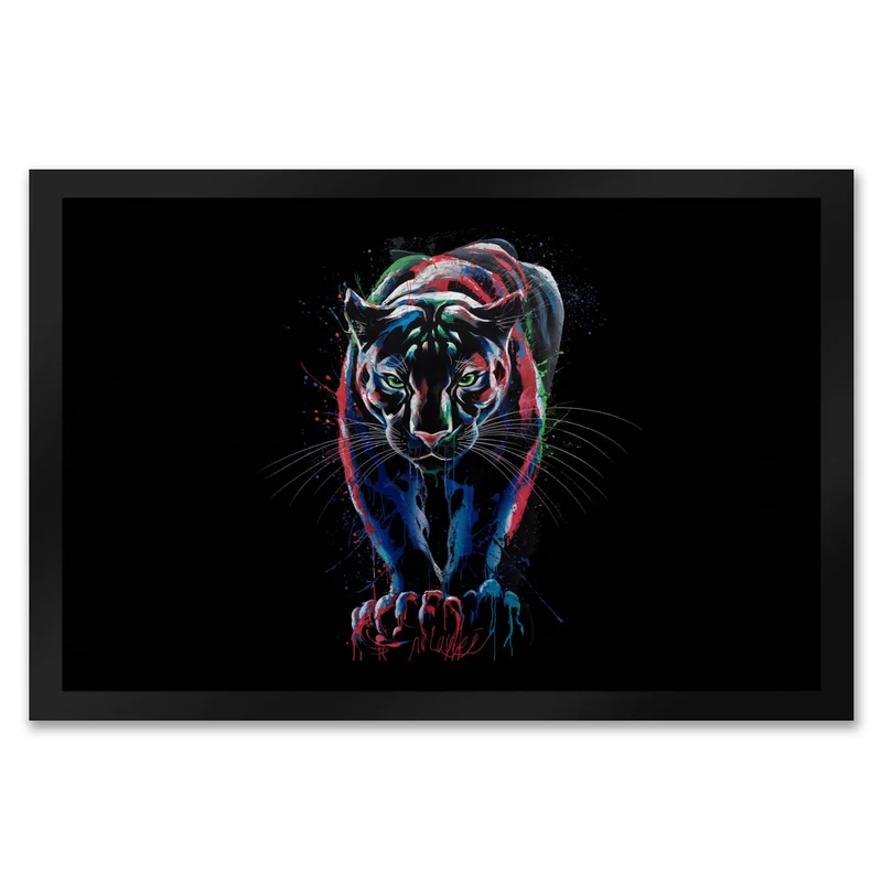 Abstrakter Panther Farbspiel Fussmatte für Kunstliebhaber