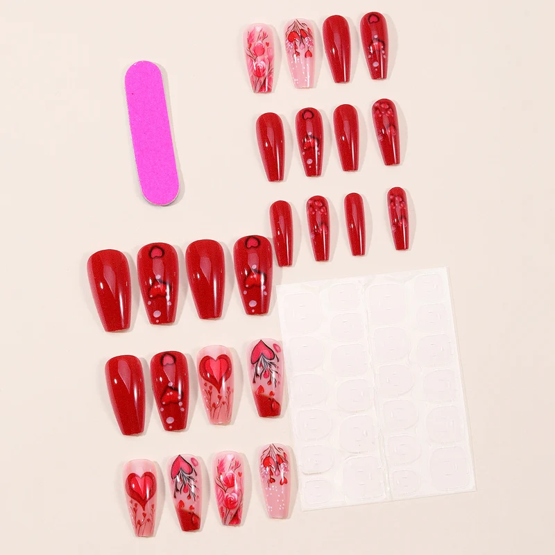 Romantic Floral Heart Nail Art Extensions Stornfield