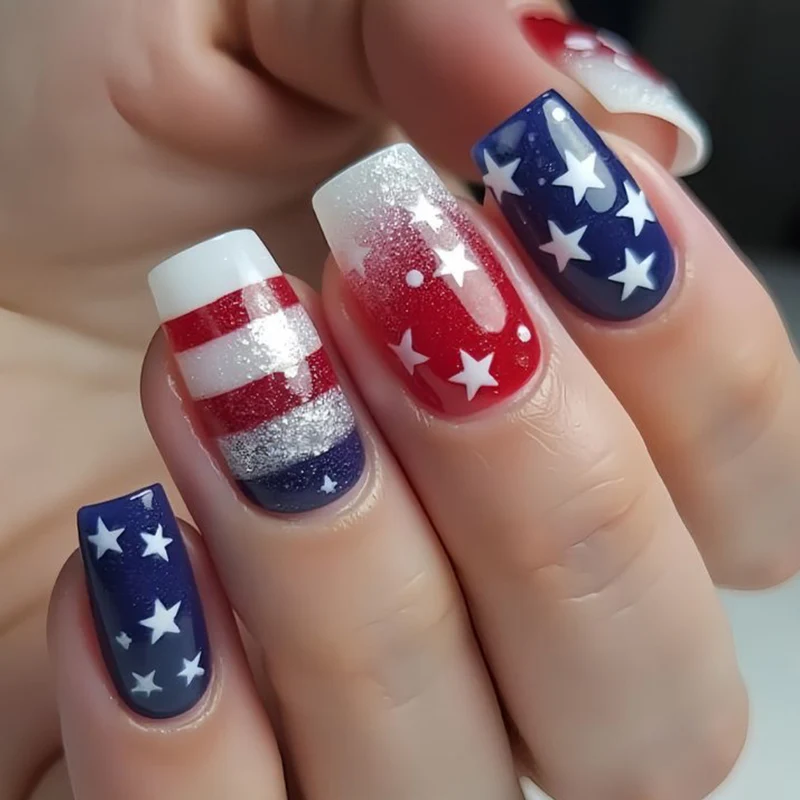 Patriotic Themed Nail Art Extensions Stornfield