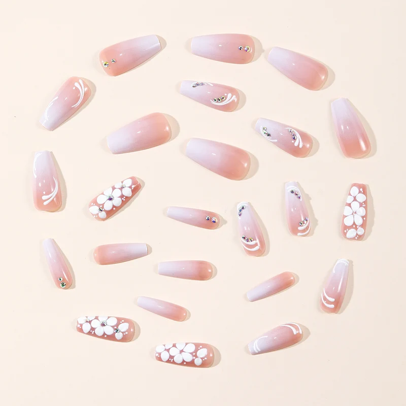 Ornate Floral Acrylic Nail Art Extensions Stornfield