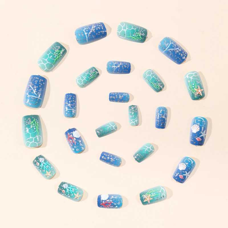 Ocean-Inspired Acrylic Nail Art Set Stornfield