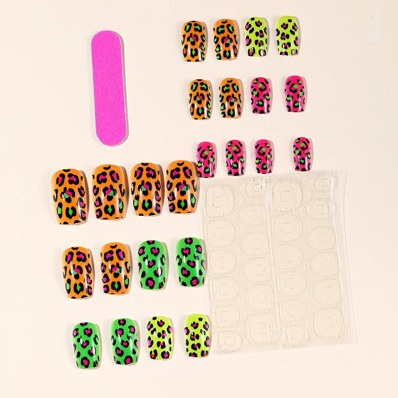 Neon Leopard Print Nail Art Extensions Stornfield