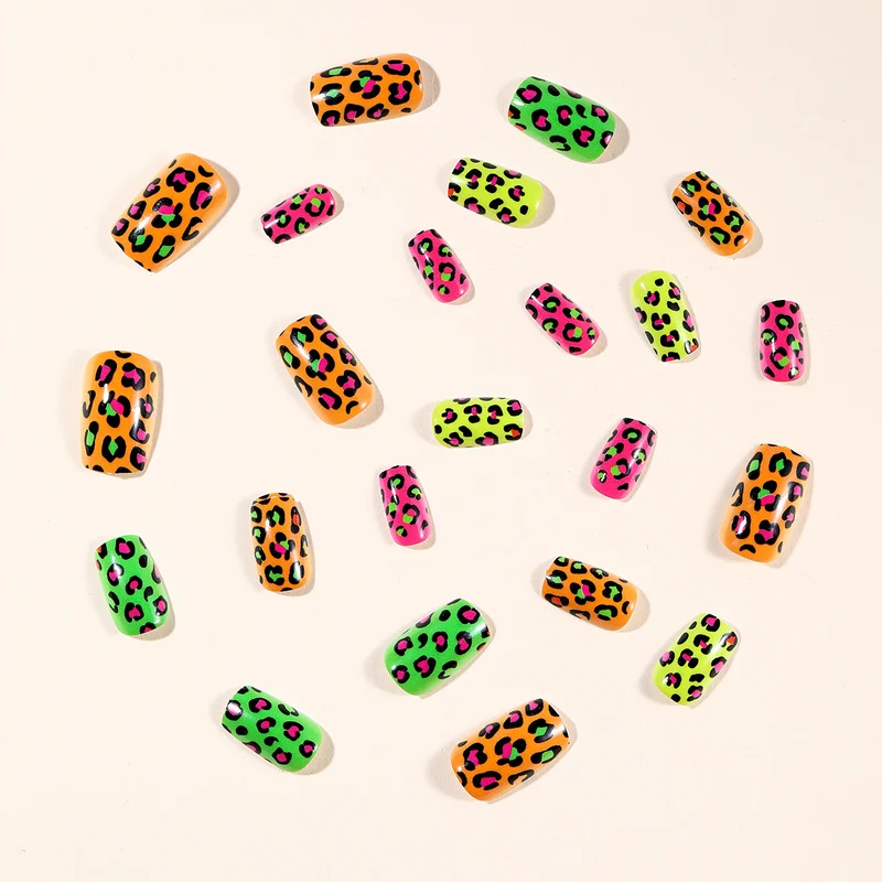 Neon Leopard Print Nail Art Extensions Stornfield