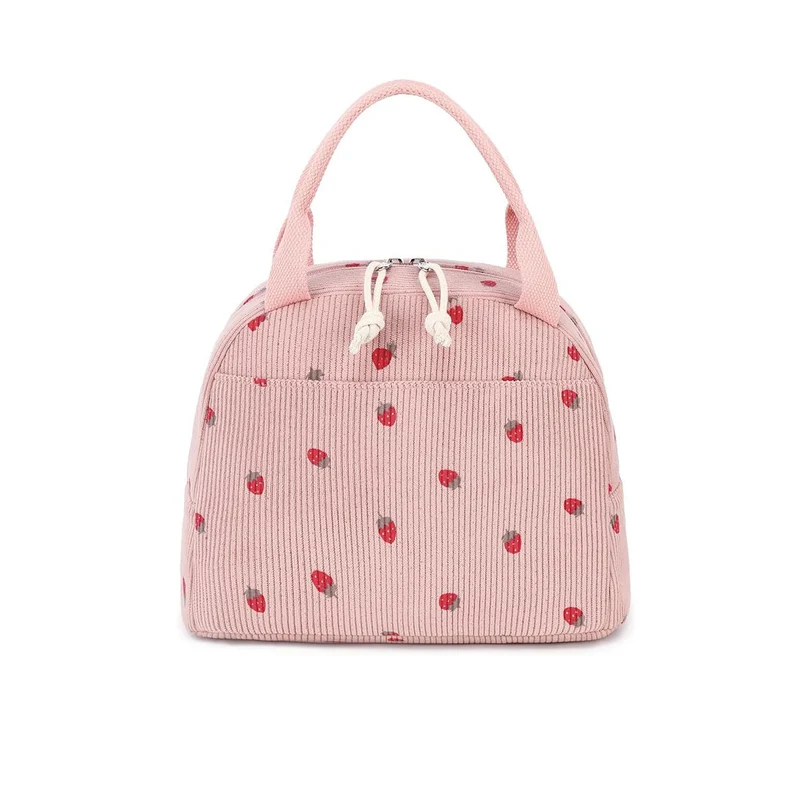 Insulated Lunch Bag with Cute Strawberry Print