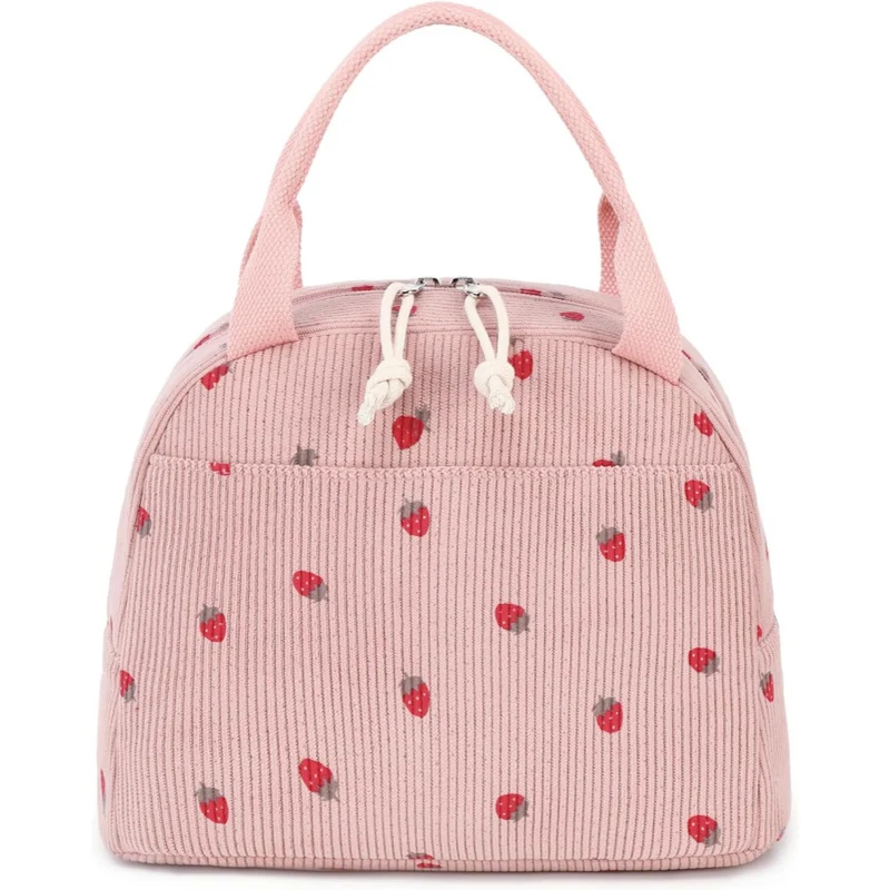 Charming Strawberry Print Insulated Lunch Bag