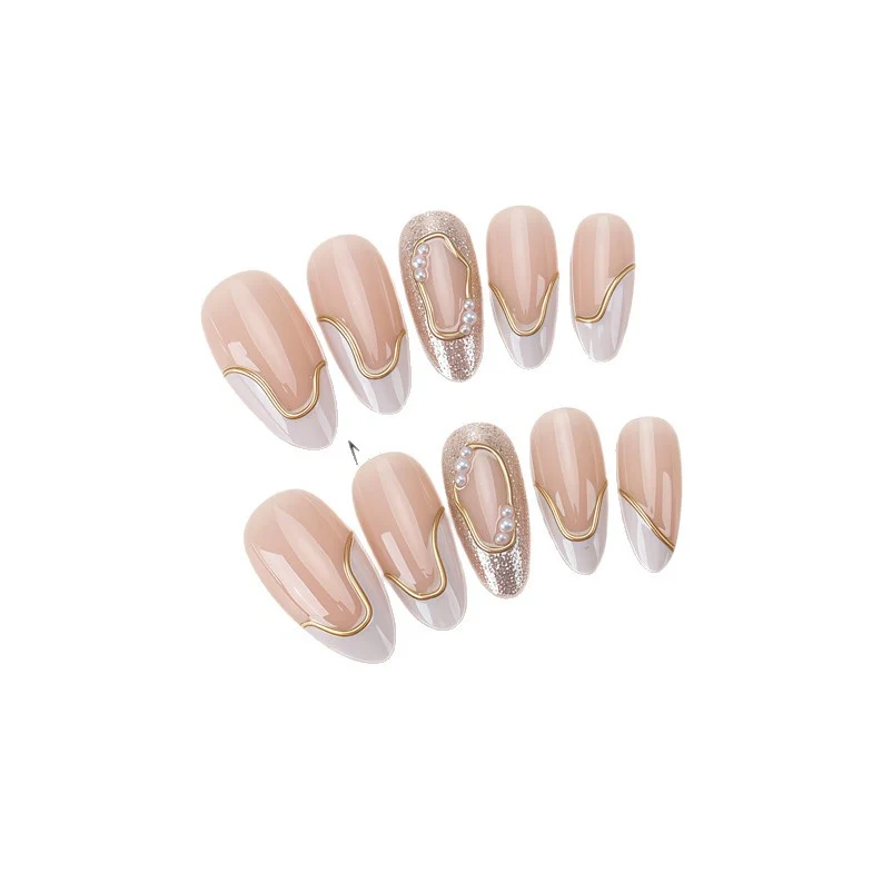 Elegant Gold-Accent Press-On Nail Art Stornfield