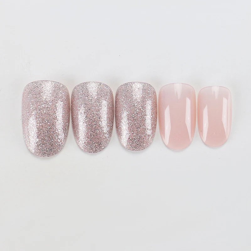 Elegant Glittery Almond Shaped Press-On Nails Stornfield