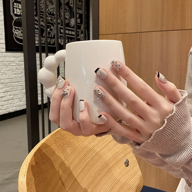 Elegant Gel Press-On Nails with Rhinestone and Glitter Accents Stornfield