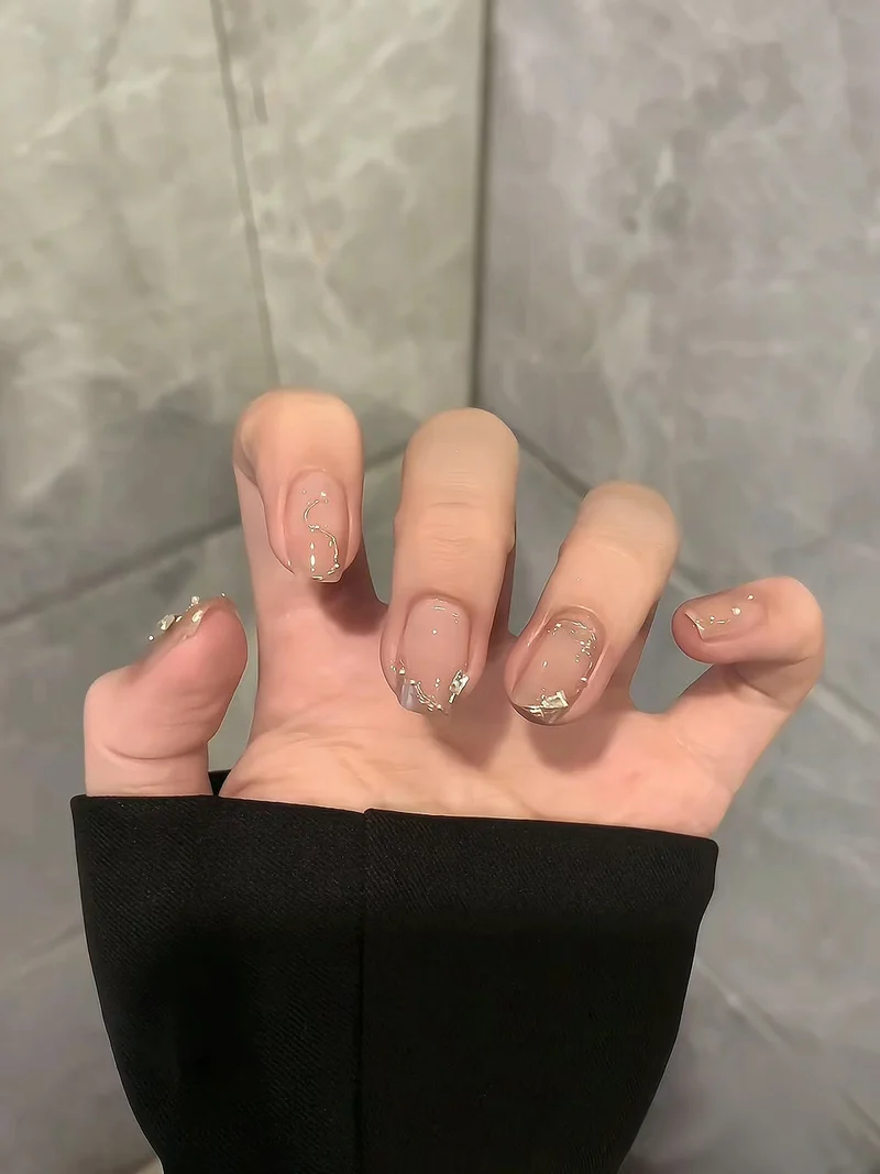 Elegant Gel Press-On Nails with Rhinestone and Glitter Accents Stornfield