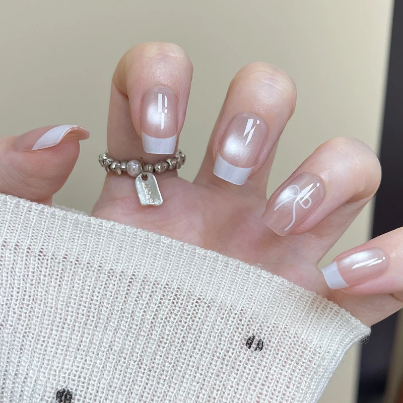 Elegant Gel Press-On Nails with Rhinestone and Glitter Accents Stornfield